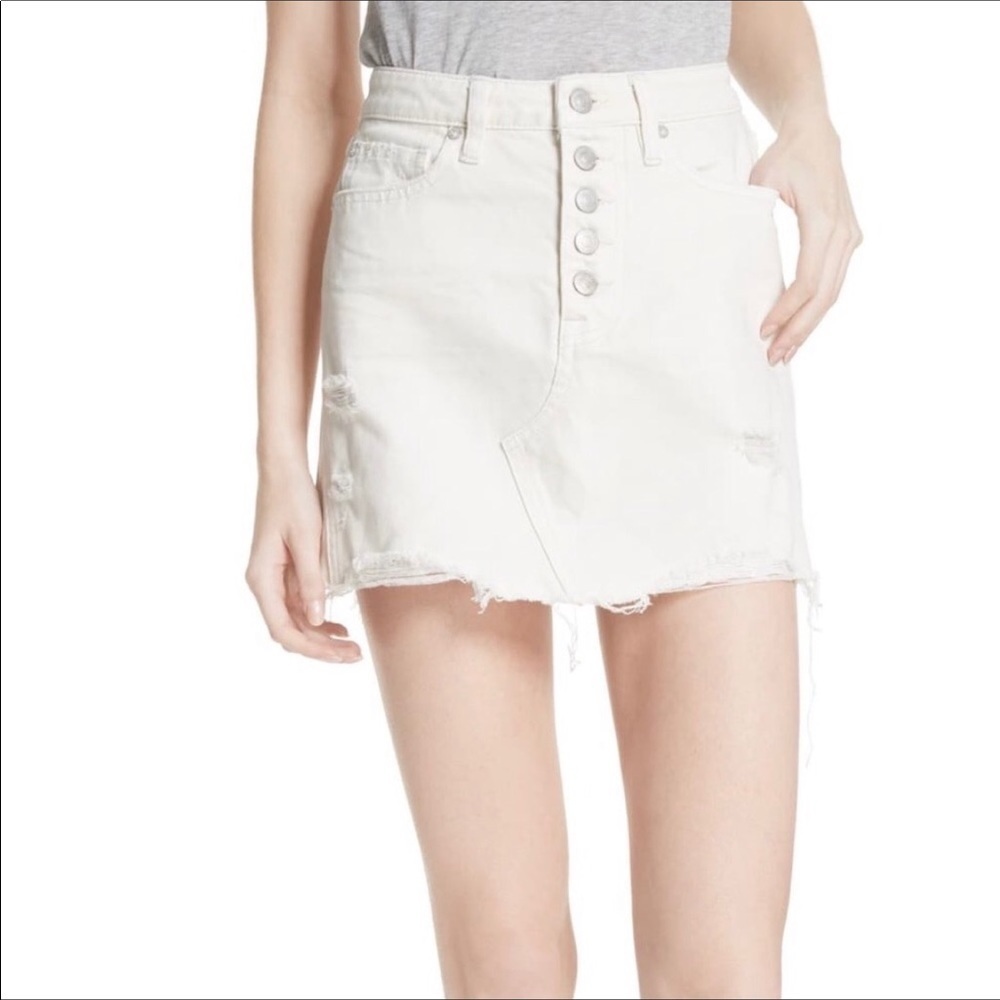 We The Free Off White High Rise Button Down Skirt Size 29
